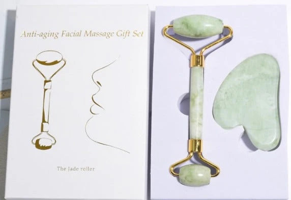 Jade Facial Roller and Gua Sha Set