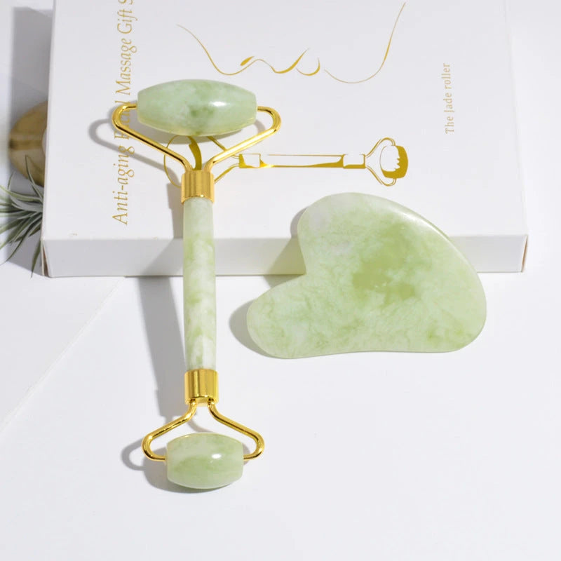 Jade Facial Roller and Gua Sha Set
