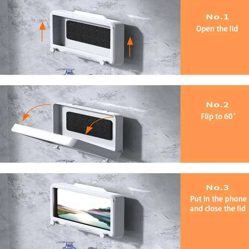 Waterproof Bath Phone Stand with Anti-Fog Screen