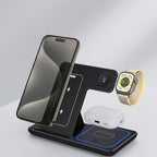 15W 3 In 1 LED Foldable Fast Wireless Charger Stand